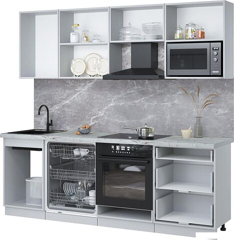 Готовая кухня Интерлиния Мила Лайт 2.3-ПМ2 (дуб золотой/дуб золотой/кастилло темный)