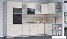 Готовая кухня Интерлиния Мила 1.68x3.2 правая (персидский жемчуг/персидский жемчуг/травертин серый)