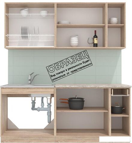 Готовая кухня Интерлиния Мила 19 (белый платинум/белый платинум глянец/дуб бунратти)