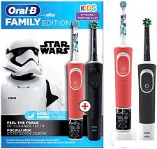 Комплект зубных щеток Oral-B Vitality Pro Cross Action + Vitality D100 Kids Star Wars (2 шт, черный/красный) Комплект зубных щеток Oral-B Vitality Pro Cross Action + Vitality D100 Kids Star Wars (2 шт, черный/красный)
