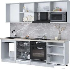 Готовая кухня Интерлиния Мила Лайт 2.4-ПМ2 (дуб веллингтон/антрацит/травертин серый)