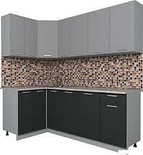 Угловая кухня Интерлиния Мила Лайт 1.2x2.1 (серебро/антрацит)