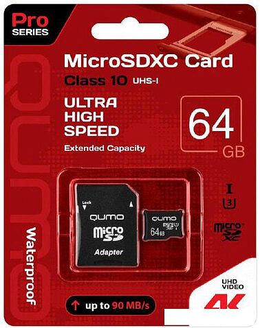 Карта памяти QUMO microSDXC QM64GMICSDXC10U3 64GB