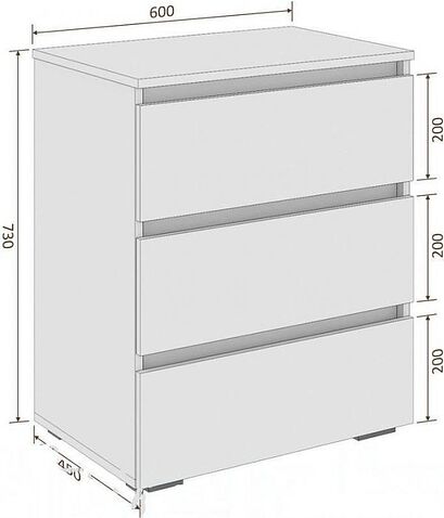 Комод Кортекс-мебель Бари 60 3ш (дуб сонома/дуб сонома/белый)