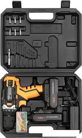 Дрель-шуруповерт Deko DKCD16FU-Li 063-4099 (с 2-мя АКБ, кейс, набор оснастки)