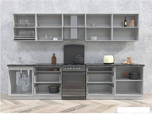 Кухня Интерлиния Мила Матте 3.3 Б (белый/белый/опал светлый)