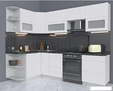 Готовая кухня Интерлиния Мила Матте 1.5x2.6 Б правая (белый-белый-кастилло темный)