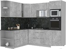 Готовая кухня Интерлиния Мила Лайт 1.88x2.4 левая (бетон/бетон/кастилло темный)