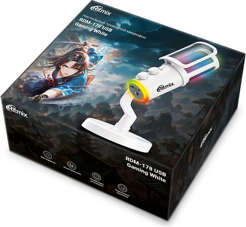 Проводной микрофон Ritmix RDM-178 USB Gaming (белый)
