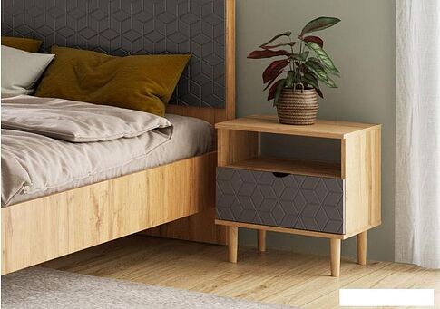 Тумба Мебельград Денвер 1 ящик (дуб вотан/графит)