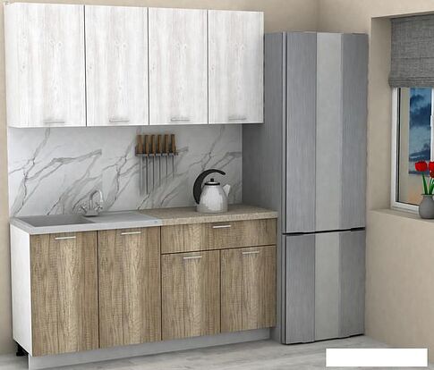 Готовая кухня ЭлиГард Lion 2 1.6 (сосна каньон/дуб каньон/малага)