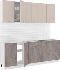 Готовая кухня Кортекс-мебель Корнелия Лира-лайт 2.1м без столешницы (капучино/оникс)