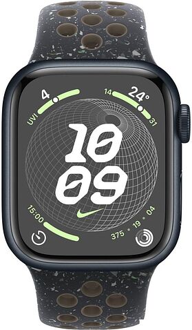 Умные часы Apple Watch Nike Series 9 41 мм (алюминиевый корпус, полуночный/полуночный, спортивный силиконовый ремешок S/M)
