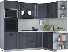 Готовая кухня Интерлиния Мила Шато 1.68x2.4 ВТ правая (пепел/пепел/опал светлый)