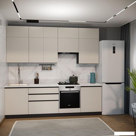 Готовая кухня ВерсоМебель Эко Премиум 2.6 (кашемир/ст. мрамор лацио)