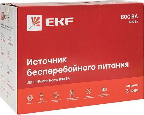 Источник бесперебойного питания EKF E-Power Home 800 ВА Proxima SSW-800