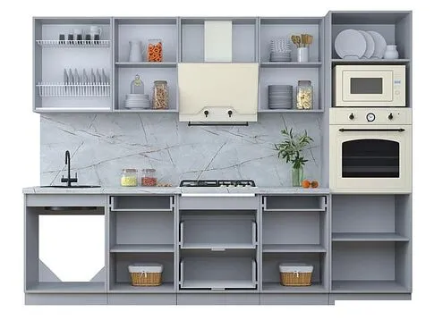 Готовая кухня Интерлиния Тренд 2.8В (слоновая кость/слоновая кость/кастилло темный)