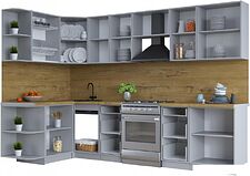 Готовая кухня Интерлиния Тренд 1.5x3.0 левая (пепел/пепел/опал светлый)