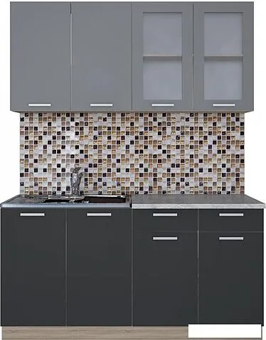 Готовая кухня Интерлиния Мила 16 (антрацит/серебро)