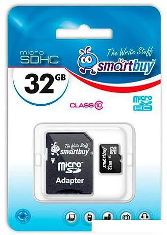 Карта памяти Smart Buy microSDHC Class 10 32GB (SB32GBSDCL10-01)