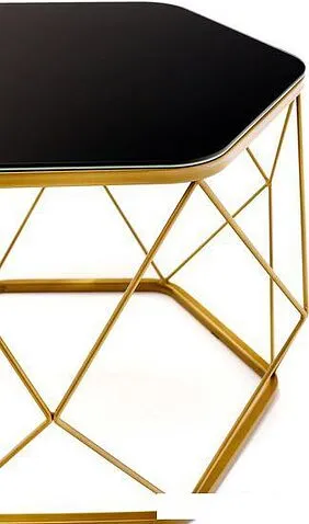 Журнальный столик RasGar Арена (золотой/стекло черное)
