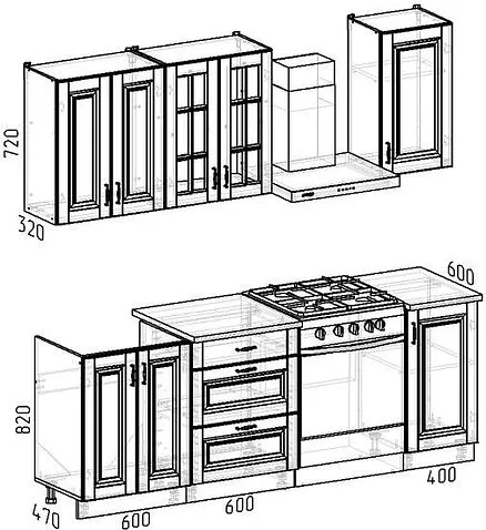 Готовая кухня Интермебель Бостон-2 1.6 (ясень капучино софт/тунис)