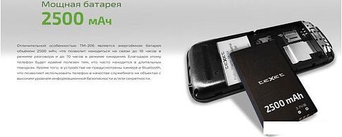 Кнопочный телефон TeXet TM-206 (черный)