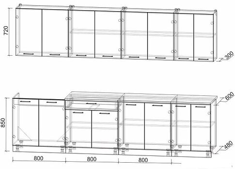 Кухня Интерлиния Мила Лайт 3.0 (дуб белый/дуб серый)