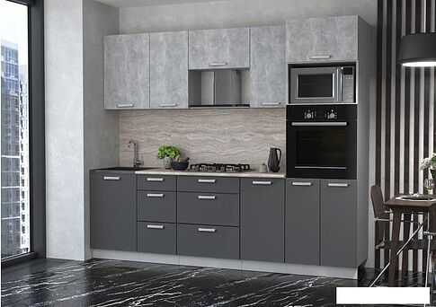 Готовая кухня Интерлиния Мила Лайт 2.5 ВТ (дуб золотой/бетон/дуб бунратти)