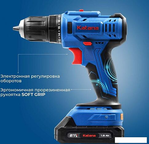 Дрель-шуруповерт Katana CD 3500 (с 2-мя АКБ 2 Ач, кейс)