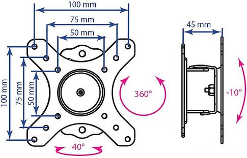 Кронштейн Kromax GALACTIC-1 NEW (черный)