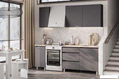 Готовая кухня Mio Tesoro Денвер 1.6м (графит серый/дуб сонома)