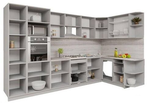 Готовая кухня Интерлиния Мила Gloss 1.68x3.4 правая (белый-красный)