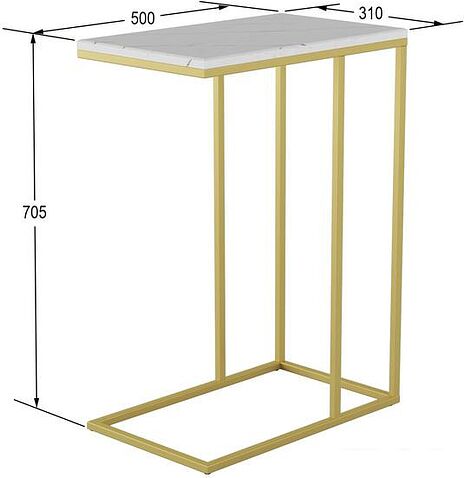 Приставной столик Калифорния мебель Агами Голд (белый мрамор)