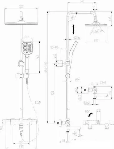 Душевая система  Cersanit Vivo 64090