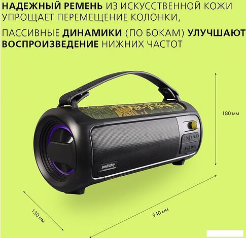 Беспроводная колонка SmartBuy Relax (черный/зеленый)