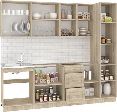 Кухня Кортекс-мебель Корнелия Ретро 2.4м без столешницы (дуб сонома)