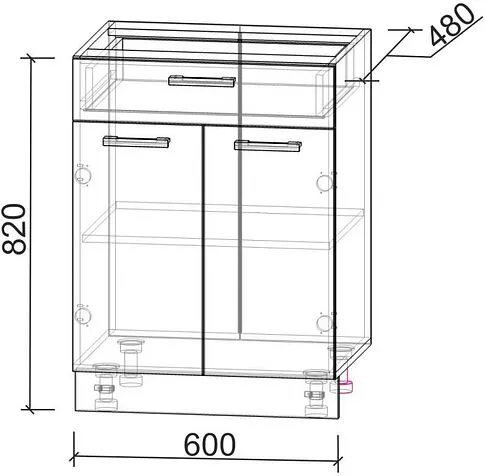 Шкаф напольный Интерлиния Компо НШ60рш1 (персидский жемчуг)