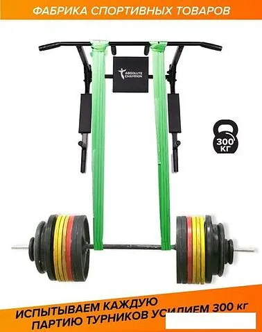 Турник с брусьями Absolute Champion Центрл Спорт Pro (черный/салатовый)