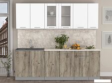 Готовая кухня Интерлиния Мила 23 (белый платинум/дуб серый/малага)