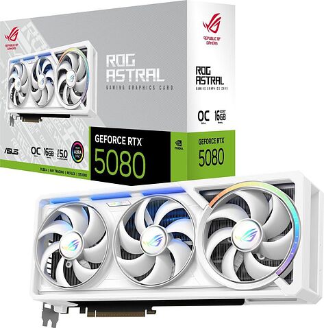 Видеокарта ASUS ROG Astral GeForce RTX 5080 16GB GDDR7 White OC Edition ROG-ASTRAL-RTX5080-O16G-WHITE