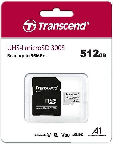 Карта памяти Transcend microSDXC 300S 512GB (с адаптером)
