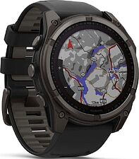 Умные часы Garmin Fenix 8 Solar, Sapphire 51мм (титановый угольно-серый с DLC-покрытием и черным ремешком)