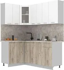 Готовая кухня Интерлиния Мила 12x19 (белый платинум/дуб серый/малага)