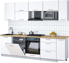 Готовая кухня Интерлиния Мила Gloss 2.6-ПМ2 (белый/белый/дуб бунратти)