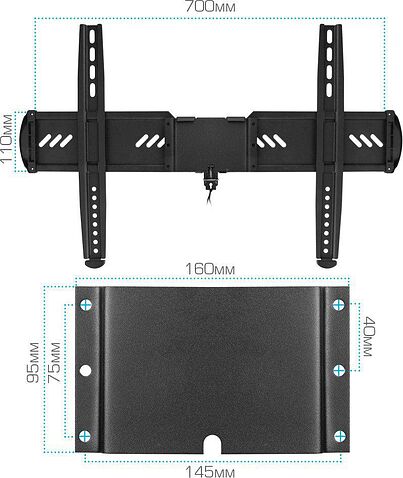 Кронштейн для телевизора Kromax Ultra Slim-100 (черный)
