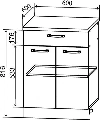 Шкаф напольный ДСВ Тренто С1ЯШ 600 (серый/серый)