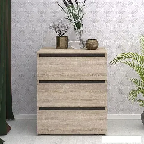 Комод Кортекс-мебель Бари 60 3ш (дуб сонома/дуб сонома/береза)