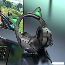 Наушники Borofone Elf Cat BO106 (черный/зеленый)
