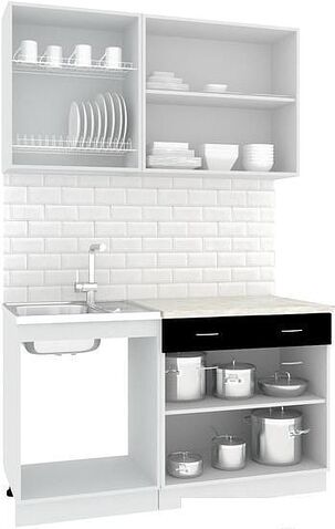 Готовая кухня Кортекс-мебель Корнелия Экстра 1.4м (белый/береза/мадрид)